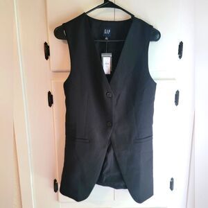 Gap Longline Black Sleevless Vest Small Tall